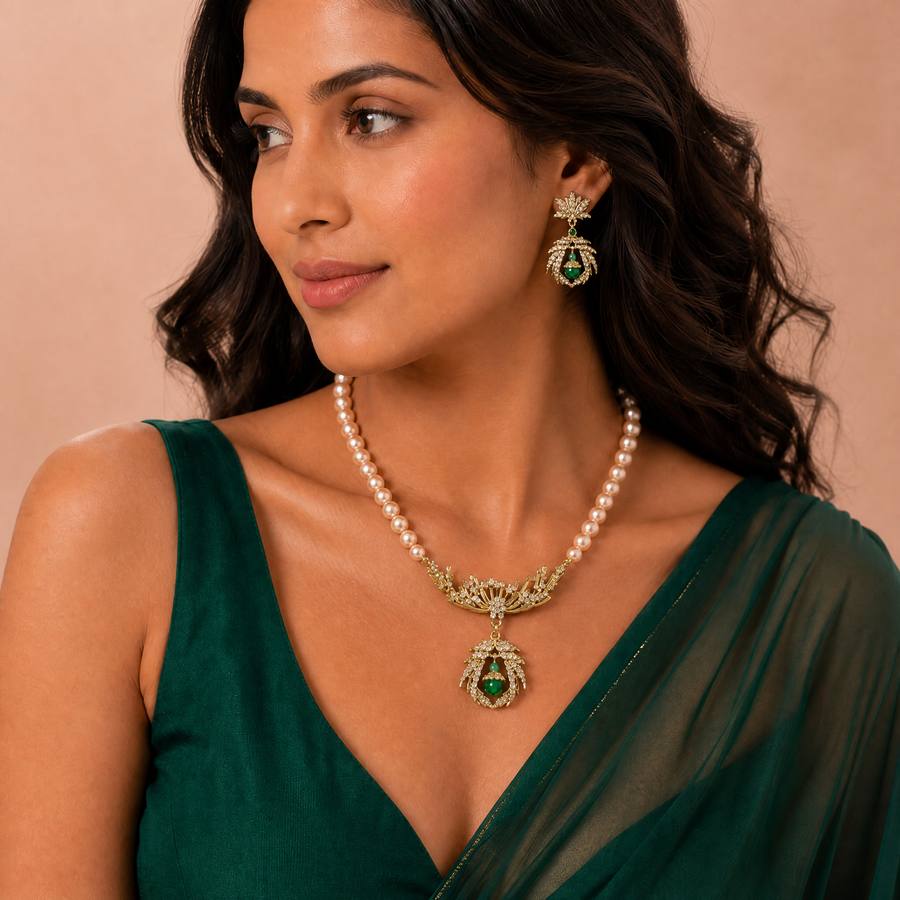 Emerald Pearl Heritage Necklace Set