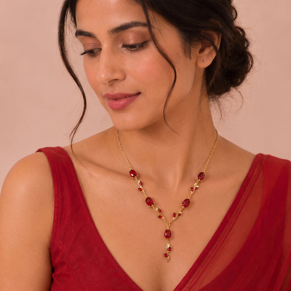 Tulip Ruby Vine Y-Drop Necklace - View 1