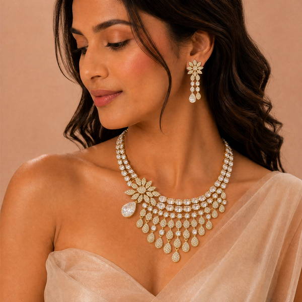 Celestia Luxe American Diamond Necklace Set - View 1