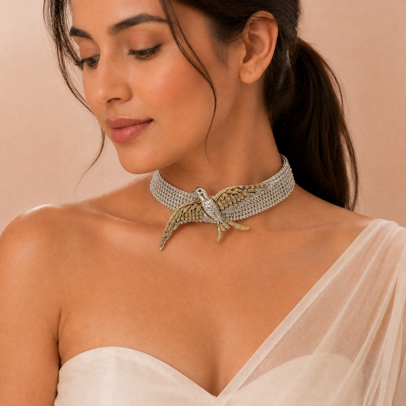 Majestic Bird Crystal Choker Necklace - View 1