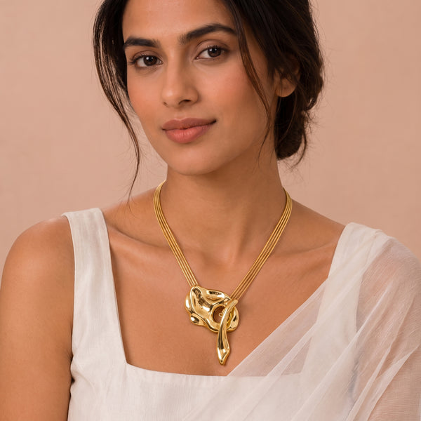 Seoul Minimalist Molten Abstract Pendant Necklace - View 1