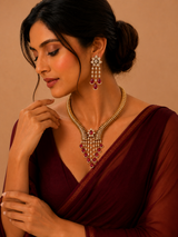 Ruby Red American Diamond Necklace Set - View 2