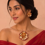 Scarlet Bloom Statement Choker Set - View 2
