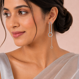 Aureon Silver Geometric Drop Earrings - View 2