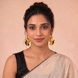 Golden Twisted Sculptural Drop Earrings - View 3