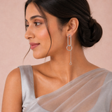 Aureon Silver Geometric Drop Earrings - View 3