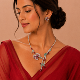 Crimson Bloom Luxe AD Necklace Set - View 3