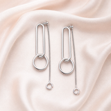 Aureon Silver Geometric Drop Earrings - View 4