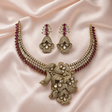 Ruby Bloom American Diamond Necklace Set - View 4