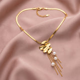 Golden Cascade Abstract Pearl Drop Necklace - View 4