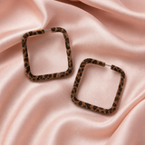 Wild Luxe Leopard Square Hoop Earrings - View 4