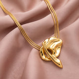 Seoul Minimalist Molten Abstract Pendant Necklace - View 4