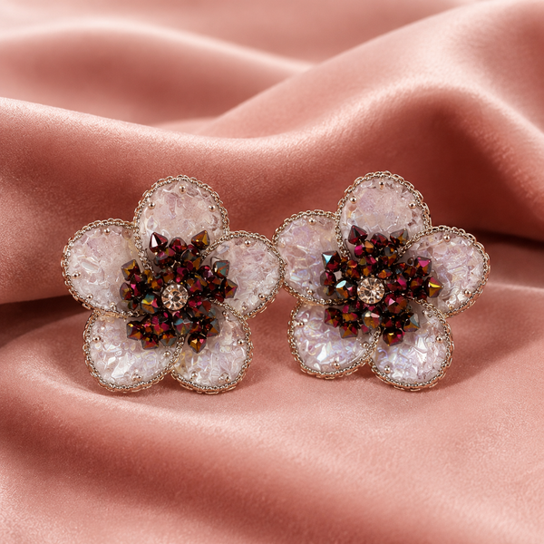 Floral Statement Stud Earrings - View 5