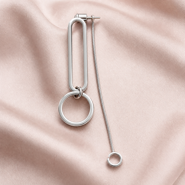 Aureon Silver Geometric Drop Earrings - View 5