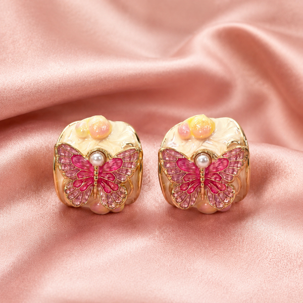 Flutter Bloom Enamel Hoop Earrings - View 5