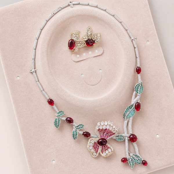 Crimson Bloom Luxe AD Necklace Set - View 5