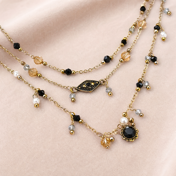 Vintage Noir Layered Pendant Necklace - View 5