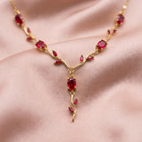 Tulip Ruby Vine Y-Drop Necklace - View 5