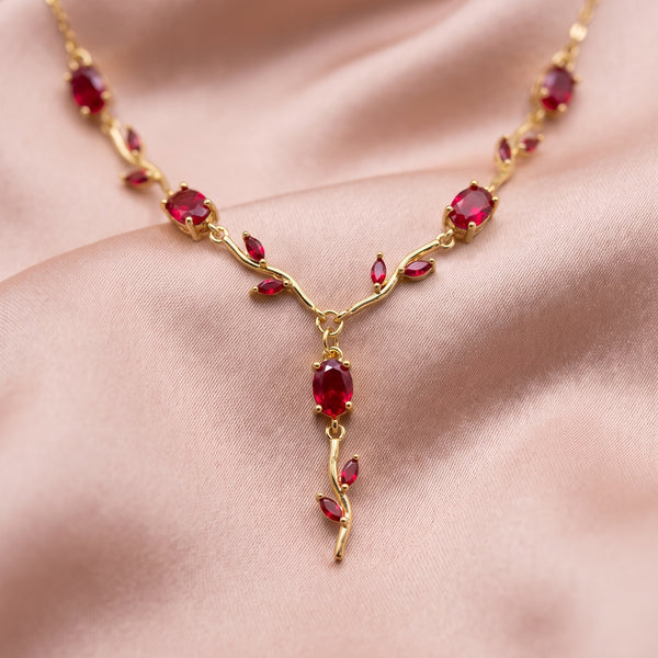 Tulip Ruby Vine Y-Drop Necklace - View 5