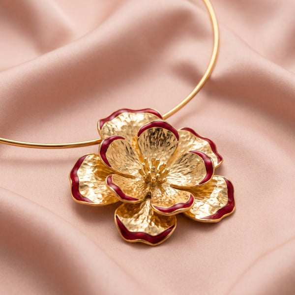 Scarlet Bloom Statement Choker Set - View 5