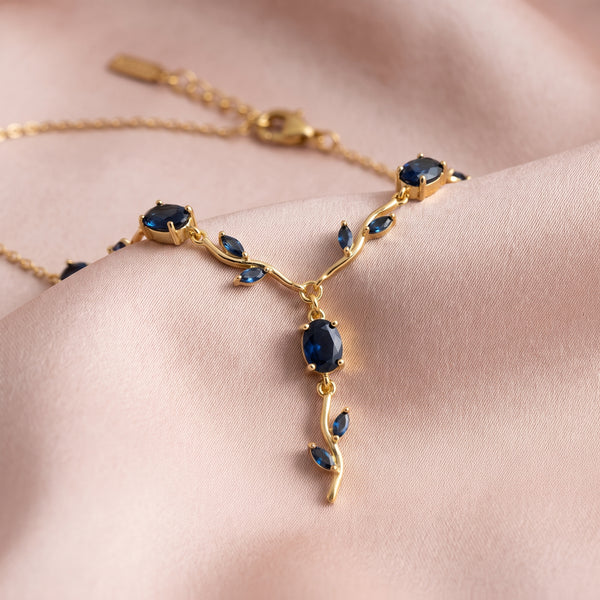 Tulip Sapphire Vine Y-Drop Necklace - View 5